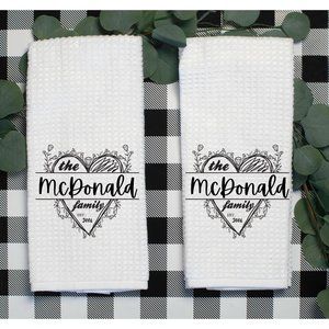 Personalized Heart Hand Towels, Set of 2